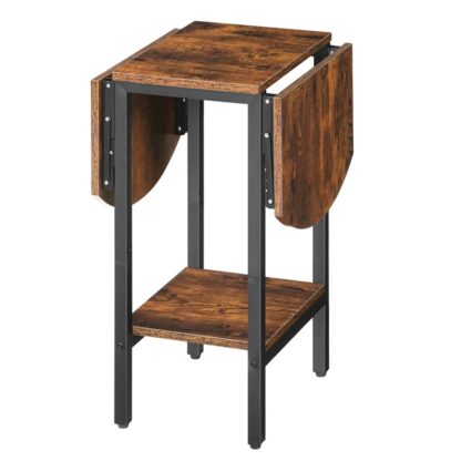 Bảng xếp lại của Lá Drop, Bàn cuối sofa 2 tầng màu nâu và đen với máy tính để bàn có thể mở rộng, Bàn cà phê cao nhỏ, cho không gian nhỏ, Phòng khách, Phòng ngủ, Ký túc xá, Căn hộ