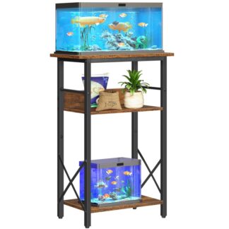 Thủy cung nhỏ đứng, Bể cá 3 tầng màu nâu mộc mạc đứng với lưu trữ, Bể rùa bò sát công nghiệp đứng với khung kim loại