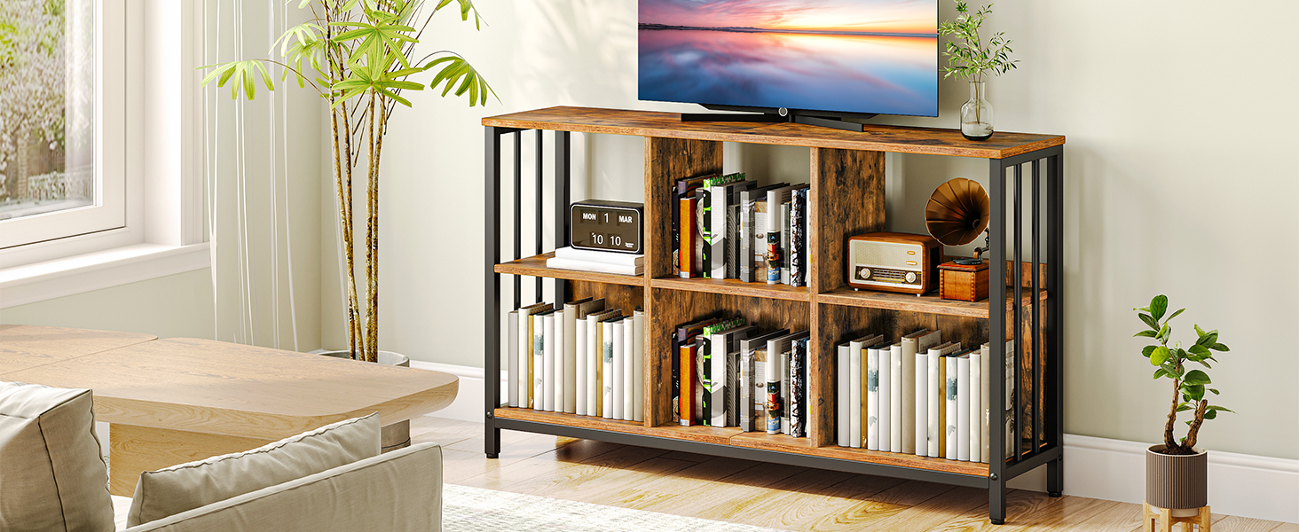6 Cube Storage Organizer 6 Würfel Bücherregal Horizontales Bücherregal Holz und Metall Cubby Bücherregal