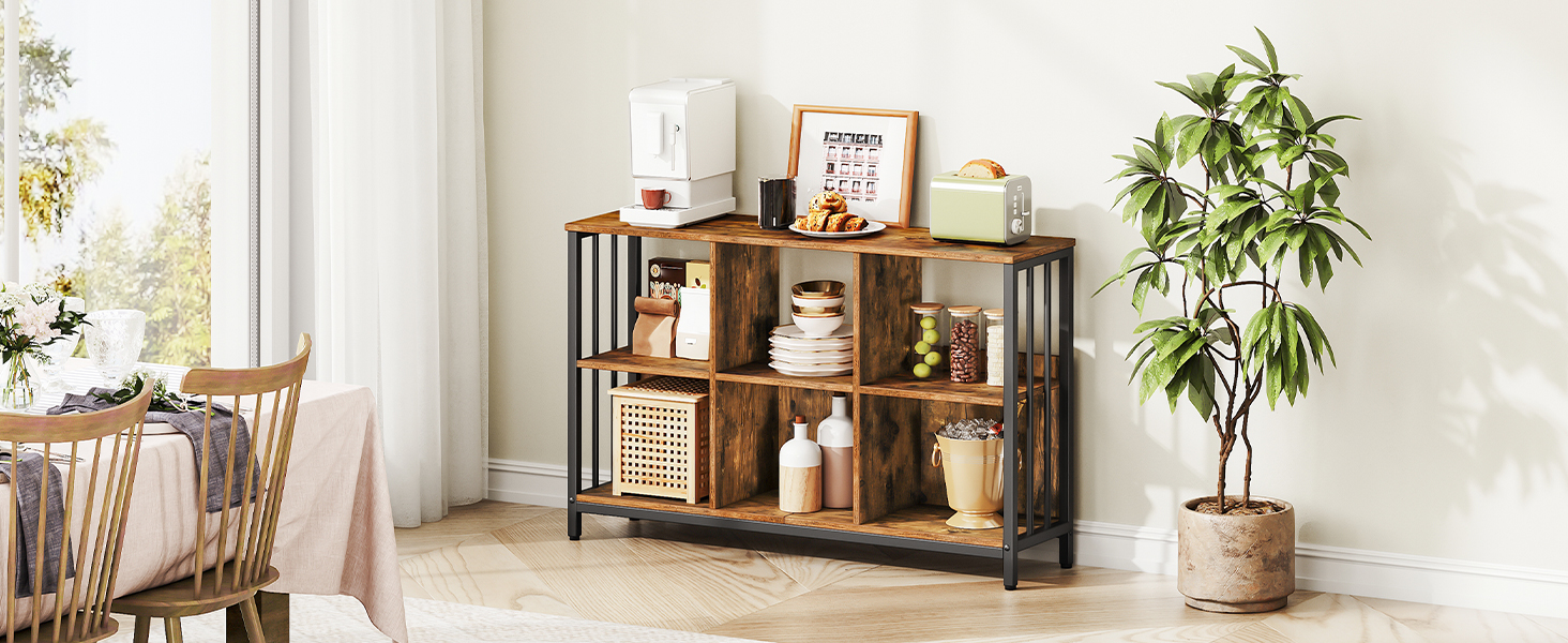6 Cube Storage Organizer 6 Würfel Bücherregal Horizontales Bücherregal Holz und Metall Cubby Bücherregal