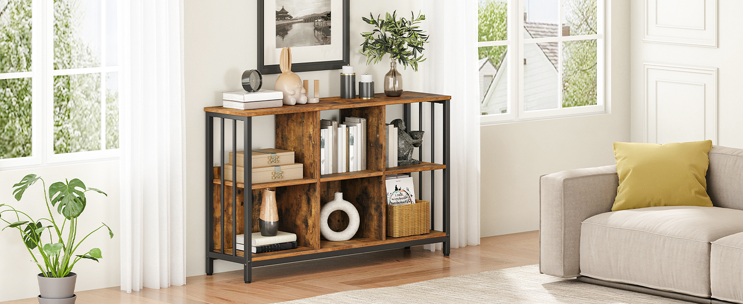 6 Cube Storage Organizer 6 Würfel Bücherregal Horizontales Bücherregal Holz und Metall Cubby Bücherregal